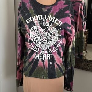 Tie-Dye 'Good Vibes' Women's Top size small